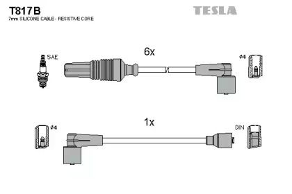 Высоковольтные провода зажигания на Peugeot 605  Tesla T817B.