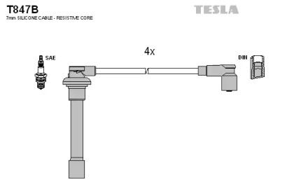 Высоковольтные провода зажигания на Honda Civic  Tesla T847B.