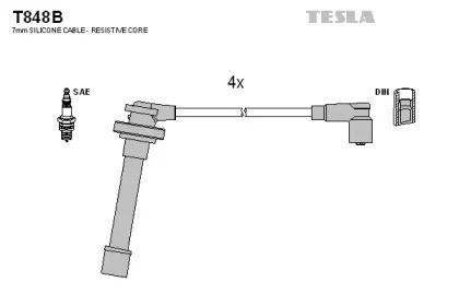 Высоковольтные провода зажигания на Ниссан Санни  Tesla T848B.