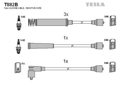 Высоковольтные провода зажигания на Опель Вектра A Tesla T882B.