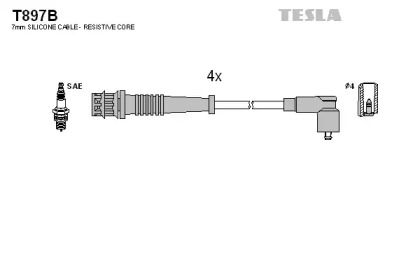 Високовольтні дроти запалювання на Fiat Marea  Tesla T897B.