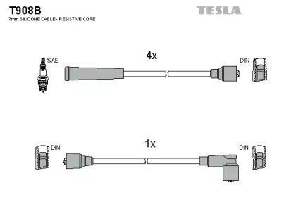 Высоковольтные провода зажигания на Рено Рапид  Tesla T908B.