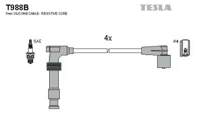 Высоковольтные провода зажигания на Opel Frontera  Tesla T988B.