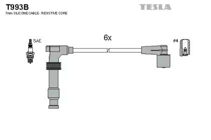 Високовольтні дроти запалювання на Опель Калібра  Tesla T993B.