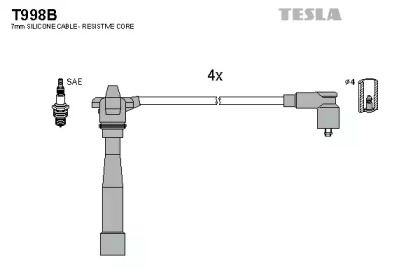 Високовольтні дроти запалювання на Фіат Мареа  Tesla T998B.
