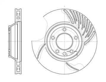 Вентилируемый передний тормозной диск на Audi Q7  Woking D6769.10.