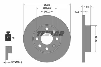Тормозной диск на Opel Kadett  Textar 92020903.