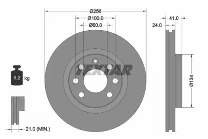 Перфорированный тормозной диск на Opel Calibra  Textar 92039203.
