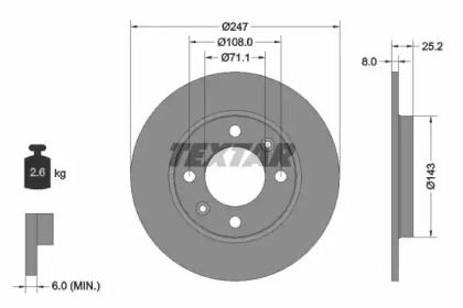 Гальмівний диск на Пежо 206  Textar 92055003.