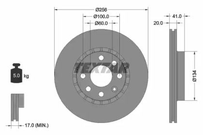 Перфорований гальмівний диск на Opel Tigra  Textar 92056503.