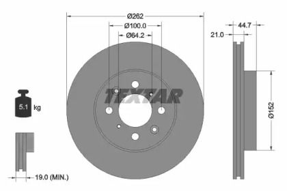 Вентилируемый тормозной диск на Хонда ЦРХ  Textar 92060903.