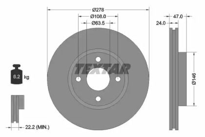 Перфорированный тормозной диск на Ford Mondeo 2 Textar 92075400.
