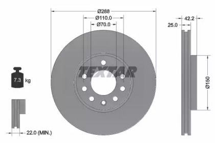Вентилируемый тормозной диск на Сааб 9-5  Textar 92075603.