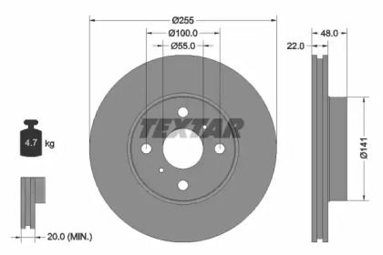 Вентильований гальмівний диск Textar 92077203.
