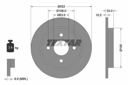 Тормозной диск на Форд Фокус 1 Textar 92088403.