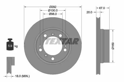 Вентилируемый тормозной диск на Porsche Boxster  Textar 92088903.