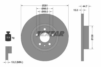 Гальмівний диск на Alfa Romeo 147  Textar 92096400.