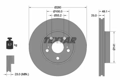 Вентилируемый тормозной диск Textar 92096903.