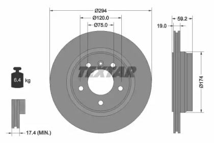 Перфорований гальмівний диск на BMW E46 Textar 92097303.
