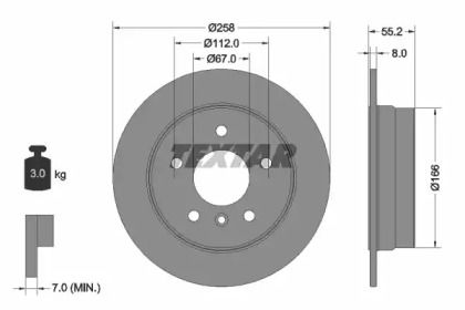 Гальмівний диск на Мерседес А170 Textar 92099703.