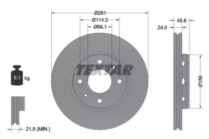 Перфорированный тормозной диск Textar 92100403.