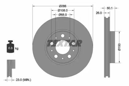 Перфорированный тормозной диск Textar 92100503.