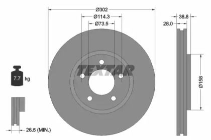 Перфорированный тормозной диск на Крайслер Вижн  Textar 92108200.