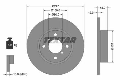 Гальмівний диск на Opel Agila  Textar 92110803.