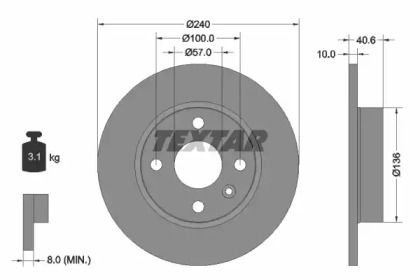 Гальмівний диск на Opel Tigra  Textar 92111003.