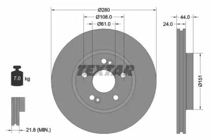 Перфорированный тормозной диск на Renault Scenic 1 Textar 92113803.
