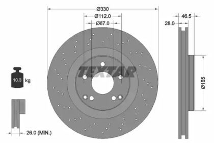 Тормозной диск на Мерседес СЛК  Textar 92119805.