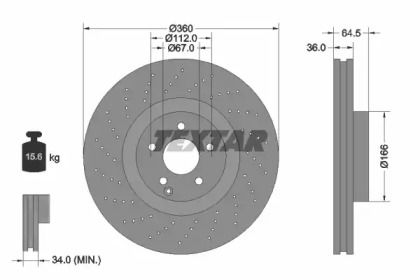 Гальмівний диск на Mercedes-Benz SLK  Textar 92120305.
