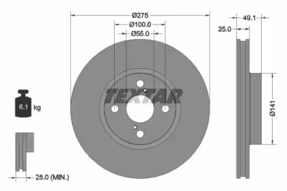 Перфорированный тормозной диск Textar 92126003.