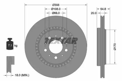 Перфорированный тормозной диск на Вольво ХС90  Textar 92126803.