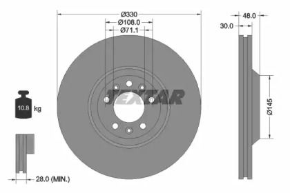 Перфорированный тормозной диск Textar 92129503.