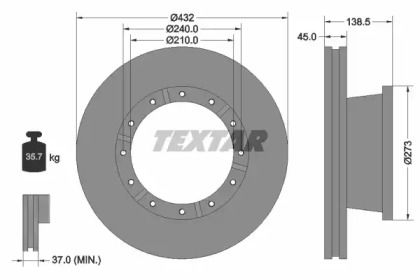 Вентилируемый тормозной диск Textar 93142900.