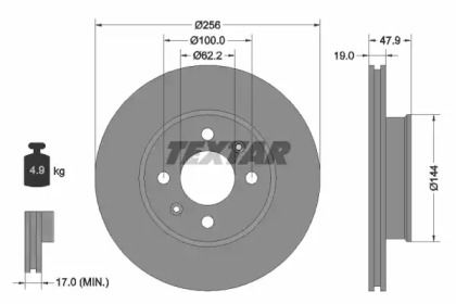 Вентильований гальмівний диск на Hyundai Getz  Textar 92144700.