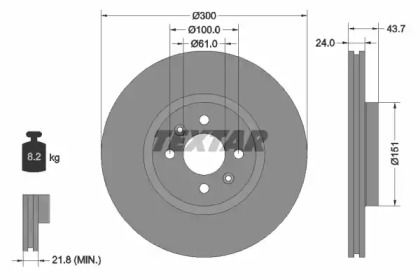 Перфорированный тормозной диск на Renault Scenic  Textar 92149503.