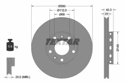 Перфорированный тормозной диск на Volkswagen Phaeton  Textar 92152203.