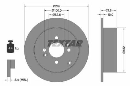 Тормозной диск на Hyundai I20  Textar 92161303.