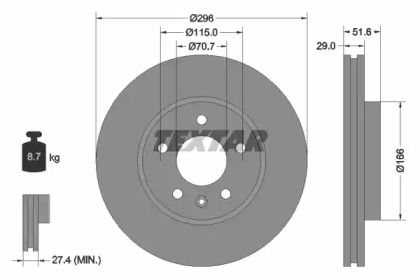 Вентильований гальмівний диск на Opel Antara  Textar 92165405.