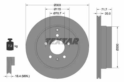 Вентилируемый тормозной диск на Опель Антара  Textar 92165503.