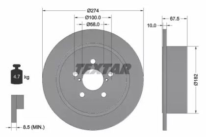 Тормозной диск Textar 92167800.