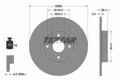 Гальмівний диск на Toyota Corolla 110 Textar 92169203.