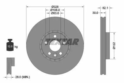 Перфорированный тормозной диск на Вольво ХС60  Textar 92196305.