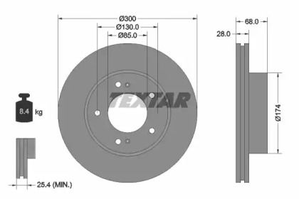 Вентилируемый тормозной диск на Санг Йонг Ставик  Textar 92203003.