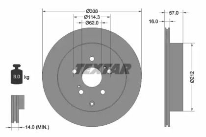 Вентильований гальмівний диск на Suzuki XL7  Textar 92222200.