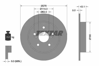 Гальмівний диск на Suzuki SX4  Textar 92222300.