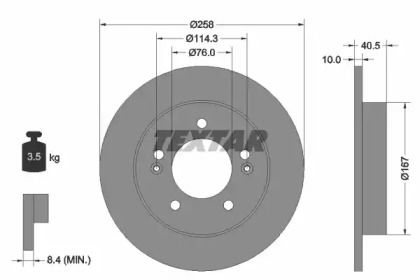 Тормозной диск на Hyundai IX20  Textar 92226103.