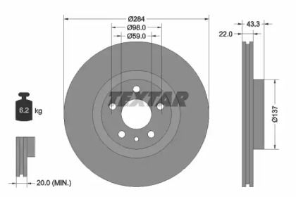 Вентилируемый тормозной диск Textar 92252803.